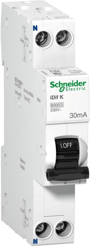   () Schneider Acti9 iDif K - 1P+N 16A (A) 30 mA ( C) 6 kA