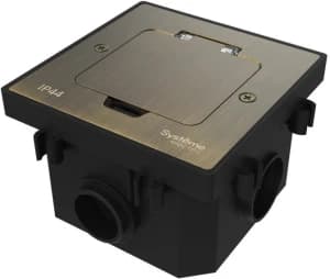 MultiDesk Лючок на 2 модуля IP44 с монтажной коробкой для бетонных полов Античная ЛАТУНЬ, тип MDK20