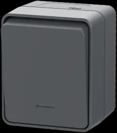 Влагозащищенный одноклавишный выключатель с подсветкой IP54 (Антрацит)