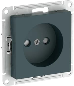 Розетка электрическая Schneider со шторками на автозажимах без заземления (Изумруд)