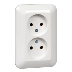 ПРИМА двойная РОЗЕТКА С/У без з/к без шт. 16А 250В, БЕЛЫЙ, опт.упак. Россия