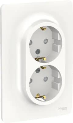 Розетка электрическая Schneider со шторками двойная (Белый)