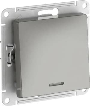 Одноклавишный выключатель с подсветкой на автозажимах (Сталь)