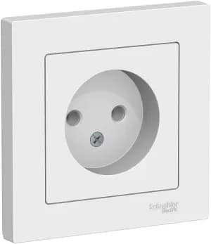Розетка электрическая Schneider без заземления с рамкой (Белый)
