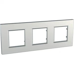 Рамка Unica Quadro трехместная (серебро)