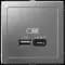 Зарядное устройство USB Schneider, USB-A (1.5A) + USB-C (3A, 45Вт), AtlasDesign с адаптером (Сталь)