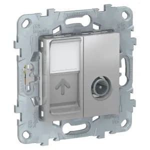 Розетка TV одиночкая + комп.RJ45 кат.6 Unica New (алюминий)