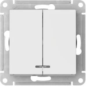 Двухклавишный выключатель с подсветкой на автозажимах (Белый)