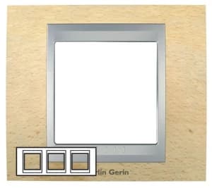 Рамка Unica Top, горизонтальная 3 поста - бук с алюминиевой вставкой