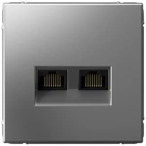 Розетка информационная RJ45 двойная категория 6a (Сталь)