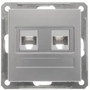 Розетка информационная RJ45 двойная категория 5e Schneider W59 (Матовый хром)