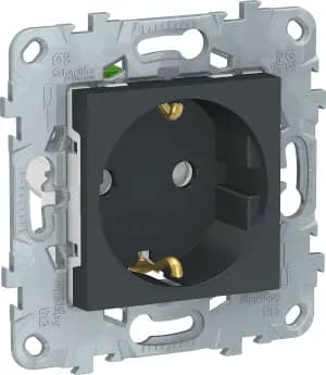 Розетка электрическая Schneider со шторками (Антрацит)