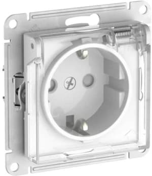 Влагозащищенная розетка электрическая IP44 Schneider со шторками с откидной крышкой на автозажимах (Белый)