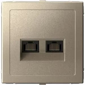 Розетка информационная RJ45 двойная категория 5e AtlasDesign с адаптером (Шампань)