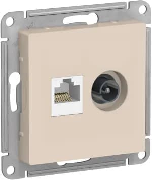 Розетка двойная Schneider AtlasDesign RJ45+TV (Бежевый) кат. 5е