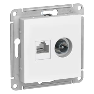 Розетка двойная Schneider AtlasDesign RJ45+TV (Белый) кат. 5е