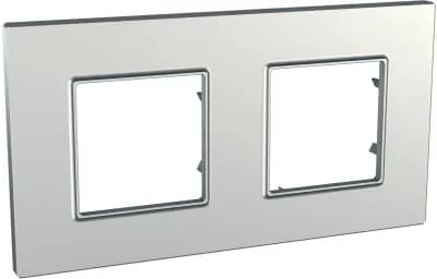 Рамка Unica Quadro двухместная (серебро)