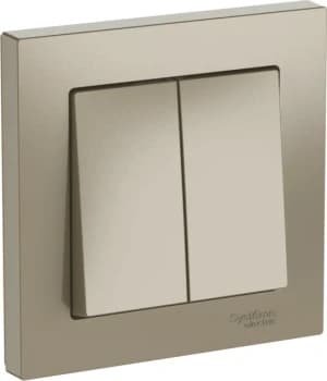 ATLASDESIGN 2-клавишный ВЫКЛЮЧАТЕЛЬ, сх.5, 10АХ, в сборе, быстрозажим. клем., ШАМПАНЬ