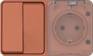 AtlasDesign PROFI IP54 О/У БЛОК: РОЗ. з/к со шт. 16А, ВЫКЛ.2-клав.10А, ТЕРРАКОТОВЫЙ