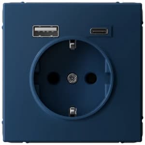 Розетка электрическая Schneider со шторками с зарядным устройством USB-A+C (Аквамарин)