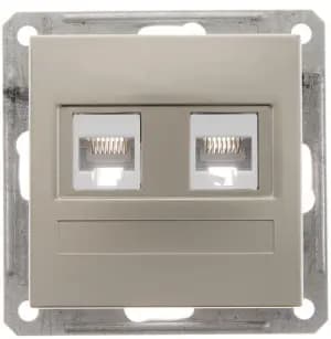 Розетка информационная RJ45 двойная категория 5e Schneider W59 (Шампань)