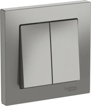 ATLASDESIGN 2-клавишный ВЫКЛЮЧАТЕЛЬ, сх.5, 10АХ, в сборе, быстрозажим. клем., СТАЛЬ