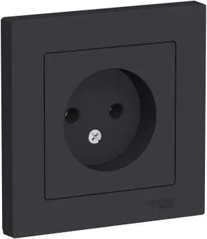 Розетка электрическая Schneider без заземления с рамкой (Карбон)