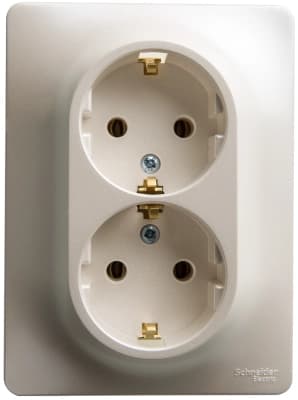Розетка электрическая Schneider двойная (Перламутр)