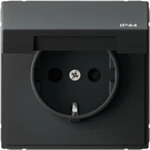 Влагозащищенная розетка электрическая IP44 Schneider со шторками с откидной крышкой (Карбон)