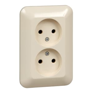 ПРИМА двойная РОЗЕТКА С/У без з/к без шт. 16А 250В, СЛ.КОСТЬ, розн.упак. Россия