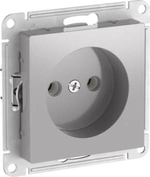 Розетка электрическая Schneider на автозажимах без заземления (Алюминий)
