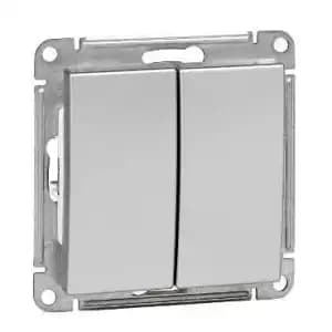 Двухклавишный выключатель (Матовый хром)