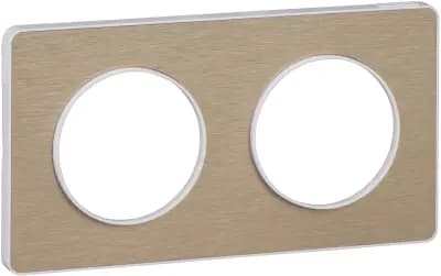 Рамка Odace, 2 поста (Полированная бронза / белая вставка)