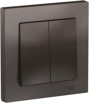 Двухклавишный выключатель в комплекте с рамкой (Мокко)