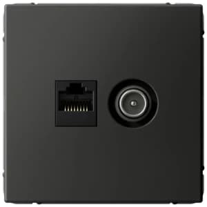 Розетка двойная Systeme Art Gallery ТВ + компьютерная RJ45 кат. 5e (Базальт)