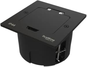 MultiDesk Лючок на 2 модуля IP44 с монтажной коробкой для стены, фальшпола, стола ЧЁРНЫЙ матовый, ти