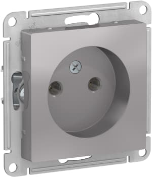 Розетка электрическая Schneider без заземления (Алюминий)