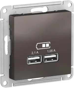 Зарядное устройство USB Schneider, USB-A x 2, 2.1A, 2.1A (Мокко)