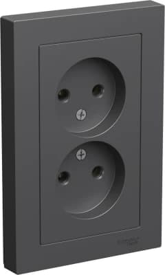 Розетка электрическая Schneider без заземления двойная (Базальт)