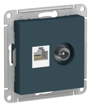 Розетка двойная Schneider AtlasDesign RJ45+TV (Изумруд) кат. 5е