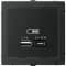 Зарядное устройство USB Schneider, USB-A (1.5A) + USB-C (3A, 45Вт), AtlasDesign с адаптером (Карбон)