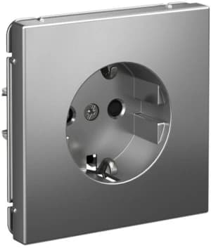 Розетка электрическая Schneider со шторками на автозажимах (Сталь)