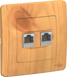 Розетка информационная RJ45 двойная категория 5e (Ясень)