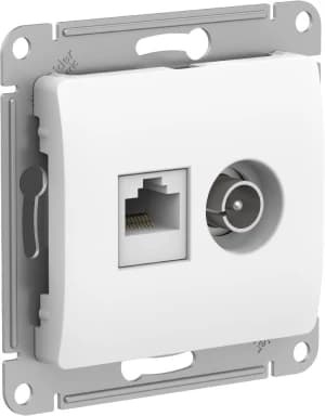 Розетка двойная Schneider Glossa RJ45+TV (Белый) кат. 5е