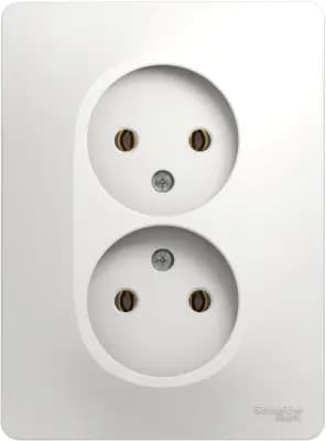 Розетка электрическая Schneider без заземления двойная (Белый)