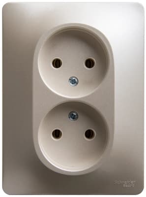 Розетка электрическая Schneider без заземления двойная (Перламутр)