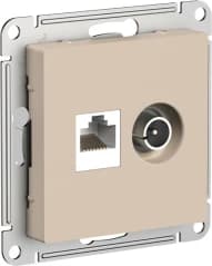 Розетка двойная Schneider AtlasDesign RJ45+TV (Песочный) кат. 5е