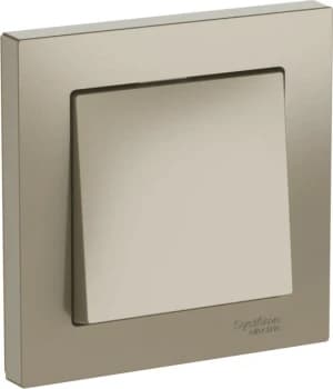 Одноклавишный выключатель в комплекте с рамкой на автозажимах (Шампань)