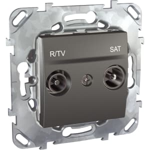 Розетка ТВ + радио + спутник обычная (графит)