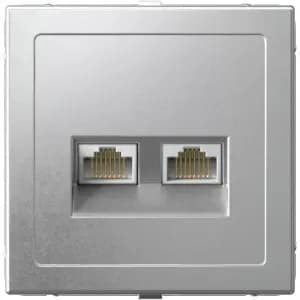 Розетка информационная RJ45 двойная категория 6a AtlasDesign с адаптером (Алюминий)